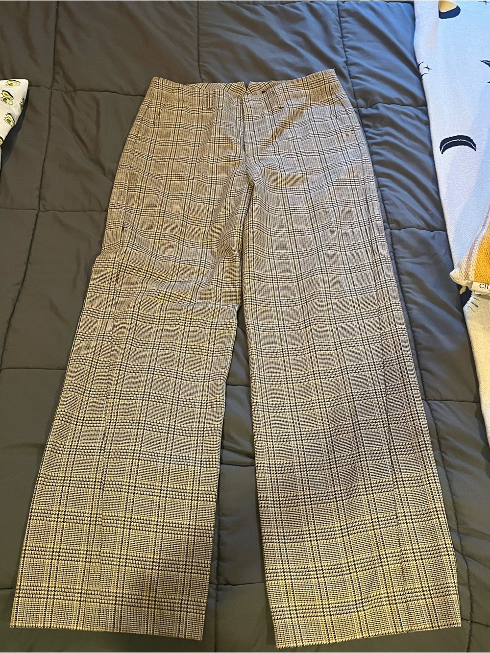 rag & bone Plaid Wide-Leg Shea Trousers in Brown and Black